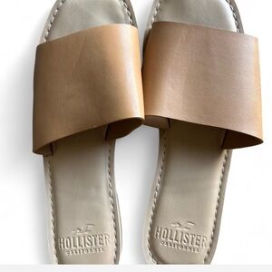 Hollister Light Brown Slide Sandals